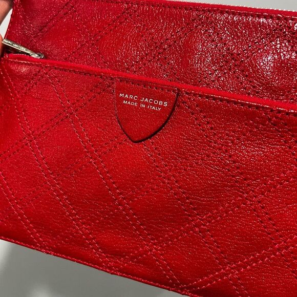 Marc Jacobs Made in Italy Red Leather Portfolio Clutch Zipper Clutch - Picture 2 of 5